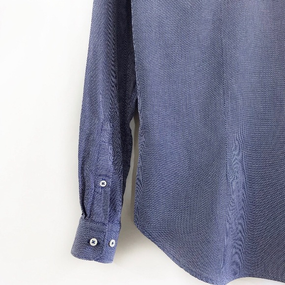ZARA Blue/White Textured Weave Button Down Shirt - Picture 6 of 8